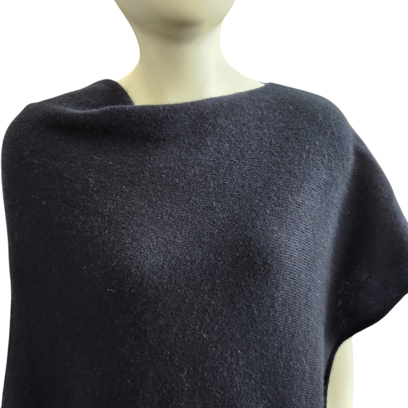 Balboni Bohemian Chic Italian Lux All Cashmere Asymmetrical Black Tassel Cape OS - Picture 8 of 13